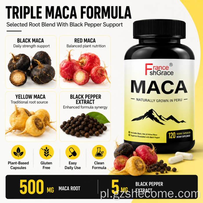 Shecome Maca Capsules Bezglutenowe kapsułki z korzeniem Maca